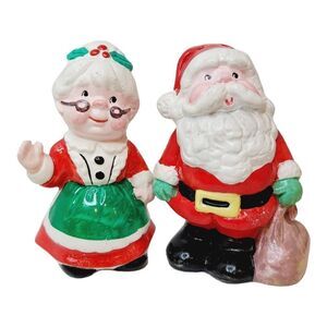 Vintage 1950 Christmas Santa Claus & Mrs.Claus Salt And pepper Shakers Sri Lanka